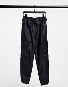 Черные брюки из искусственной кожи с подогнутым поясом Nike Jordan-Черный