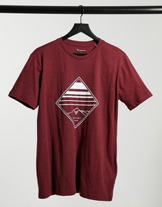 Бордовая футболка из органического хлопка с логотипом в форме ромба Knowledge Cotton Apparel-Красный