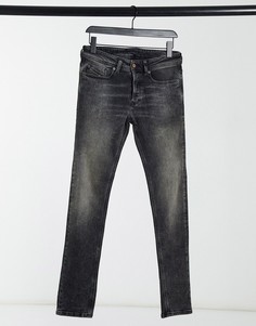 Выбеленные серые эластичные джинсы скинни Diesel Sleenker X-Серый