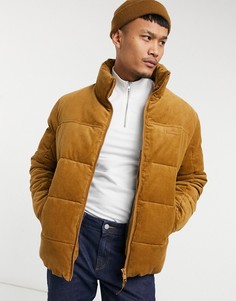 Коричневый пуховик из вельвета в рубчик Jack & Jones Originals