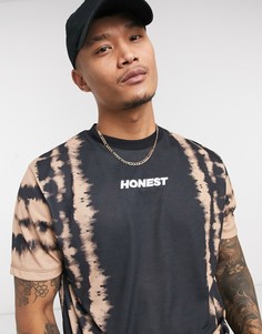 Черная свободная футболка с принтом тай-дай и вышивкой ASOS DESIGN-Черный цвет