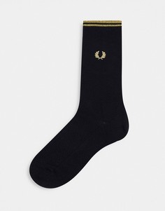 Черные носки с золотистым логотипом Fred Perry-Черный цвет