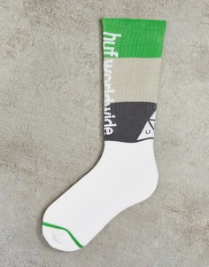 Белые носки с разноцветными полосками HUF-Белый
