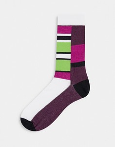 Носки до щиколотки яркой расцветки в стиле колор блок ASOS DESIGN-Многоцветный
