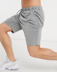 Спортивные трикотажные шорты с эффектом кислотной стирки ASOS 4505-Серый
