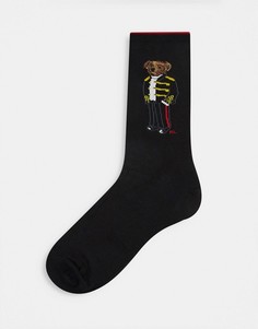 Черные носки с изображением медведя Polo Ralph Lauren-Черный цвет