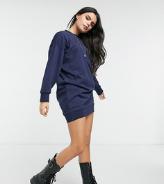 Темно-синее платье-свитшот с декоративными швами ASOS DESIGN Petite-Темно-синий