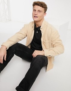 Махровая oversized-рубашка в стиле 90-х ASOS DESIGN-Бежевый