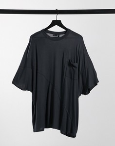 Черная выбеленная oversize-футболка из вискозы с рукавами "летучая мышь" и декоративными швами ASOS DESIGN-Черный
