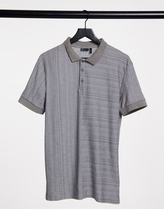 Серая облегающая футболка-поло из фактурной ткани с разнонаправленным принтом ASOS DESIGN-Серый