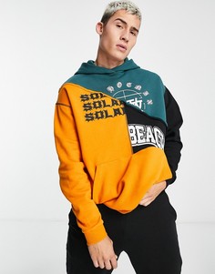 Худи oversized с принтом колор-блок и университетским принтом ASOS DESIGN-Мульти