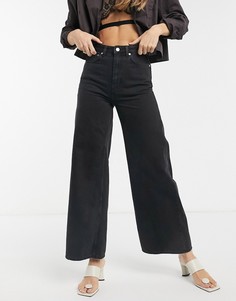 Широкие джинсы из органического хлопка светло-черного цвета Weekday Ace-Черный