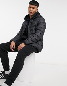 Черный демисезонный пуховик с капюшоном adidas Outdoor-Черный цвет