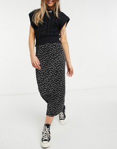 Монохромная плиссированная юбка миди в горошек ASOS DESIGN-Многоцветный
