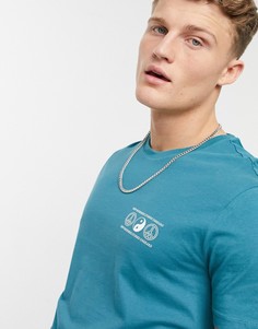 Голубая футболка с логотипом на груди New Look-Голубой