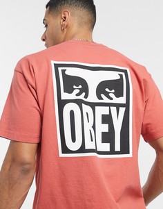 Красная футболка с принтом на спине Obey-Красный