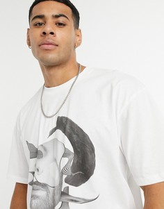 Белая футболка с коллажным принтом Topman-Белый