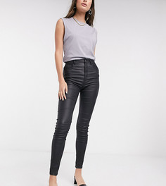 Черные моделирующие джинсы скинни из искусственной кожи с покрытием New Look Tall-Черный цвет
