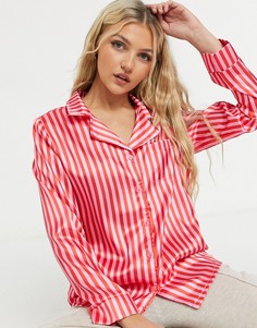 Атласная розовая пижамная рубашка в полоску Outrageous Fortune-Многоцветный