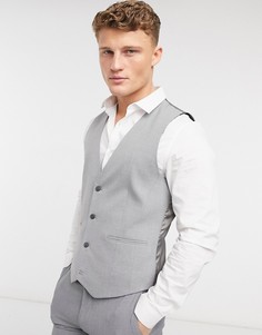 Серый приталенный жилет ASOS DESIGN