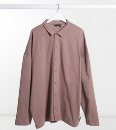 Фиолетовая рубашка из плотного трикотажа в стиле oversized на пуговицах с длинными рукавами ASOS DESIGN Plus-Фиолетовый