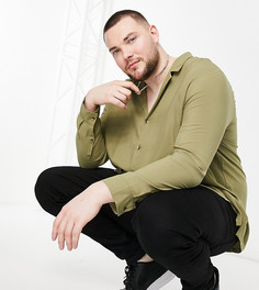 Свободная рубашка из вискозы цвета хаки с отложным воротником ASOS DESIGN Plus-Зеленый цвет