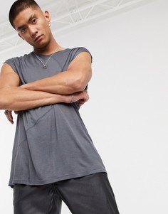 Темно-серый жилет из вискозы в стиле oversized с декоративным швом ASOS DESIGN