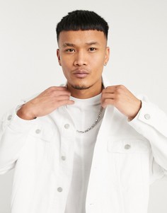 Рваная джинсовая oversized-куртка белого цвета ASOS DESIGN-Белый
