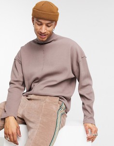 Бежевая oversized-водолазка из вафельного трикотажа ASOS DESIGN-Розовый цвет