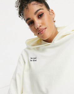 Oversized-худи для дома цвета экрю с надписью "Be Cool, Be Kind" ASOS DESIGN-Кремовый