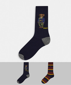 Набор из двух пар носков с медведями (темно-синие/ полосатые) Polo Ralph Lauren-Темно-синий
