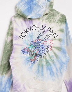 Худи в стиле oversized с двусторонним узором тай-дай и принтом «токийский дракон» ASOS DESIGN-Многоцветный