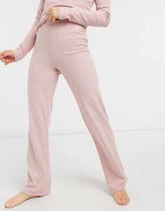 Розовые широкие брюки в рубчик для дома Lipsy Loungewear-Розовый цвет