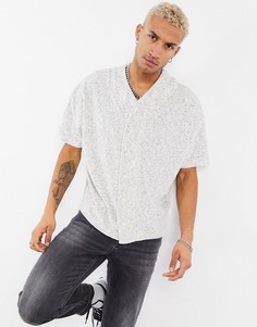 Серая махровая рубашка в стиле oversized с бейсбольным вырезом ASOS DESIGN-Серый