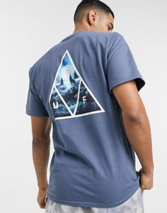 Синяя футболка с принтом в виде треугольников HUF lupus noctem-Голубой