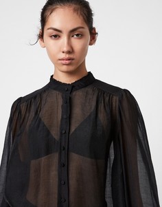 Черная прозрачная рубашка с воротником с застежкой на пуговицах AllSaints Leonie-Черный