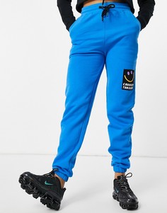 Ярко-синие джоггеры с накладкой-логотипом от комплекта Crooked Tongues-Голубой