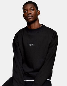 Черный свитшот с фирменным логотипом Topman