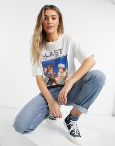 Белая новогодняя футболка с принтом группы Wham от ASOS DESIGN-Белый