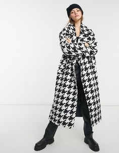 Черно-белое пальто в стиле oversized ASOS DESIGN-Многоцветный