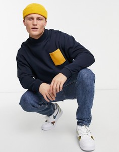 Темно-синий свитшот в стиле oversized с контрастным карманом ASOS DESIGN