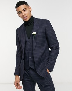 Приталенный жилет в мелкую темно-синюю и зеленую клетку ASOS DESIGN-Темно-синий