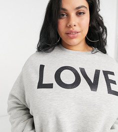 Серый свитшот с надписью "Love" Simply Be