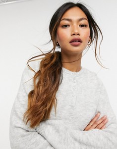 Серый джемпер с горловиной на пуговицах ASOS DESIGN
