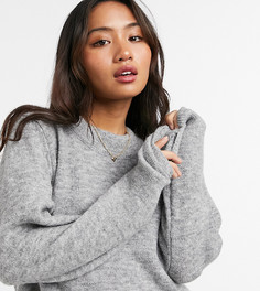 Серый джемпер в стиле oversized с круглым вырезом ASOS DESIGN Petite