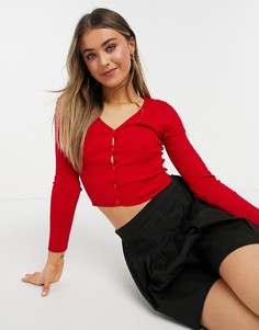 Красный вязаный кардиган Monki Silja