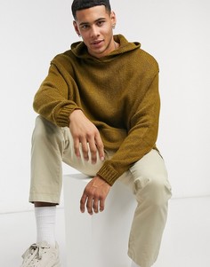 Фактурный вязаный худи в стиле oversized оливково-зеленого цвета ASOS DESIGN-Зеленый
