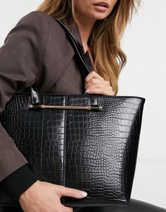 Черная сумка-тоут из экокожи с имитацией крокодиловой кожи Call It Spring by ALDO Technically-Черный