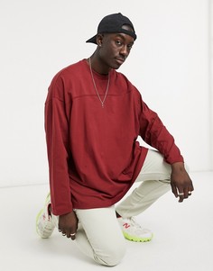 Бордовый лонгслив в стиле oversized с декоративными швами ASOS DESIGN-Красный