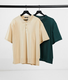 Набор из 2 поло из органического хлопка ASOS DESIGN Plus-Многоцветный